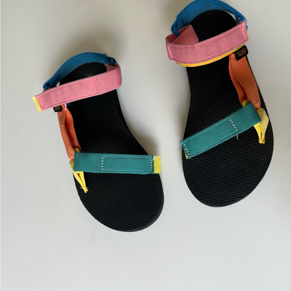 Teva Pink and Blue Sandals with Bold Color-Blocking Design